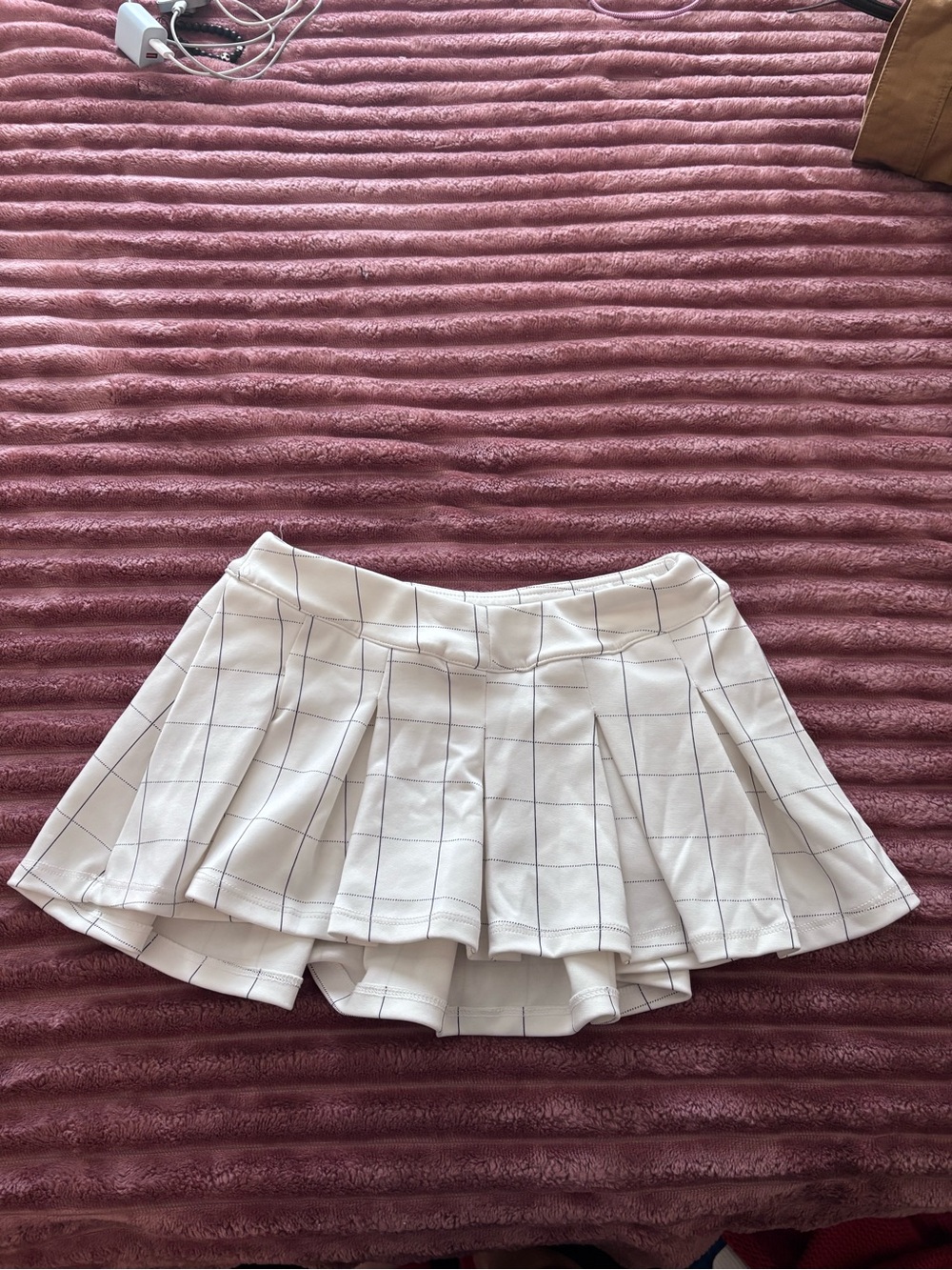 Marshalls White Mini Skirt with Black Grid Plaid